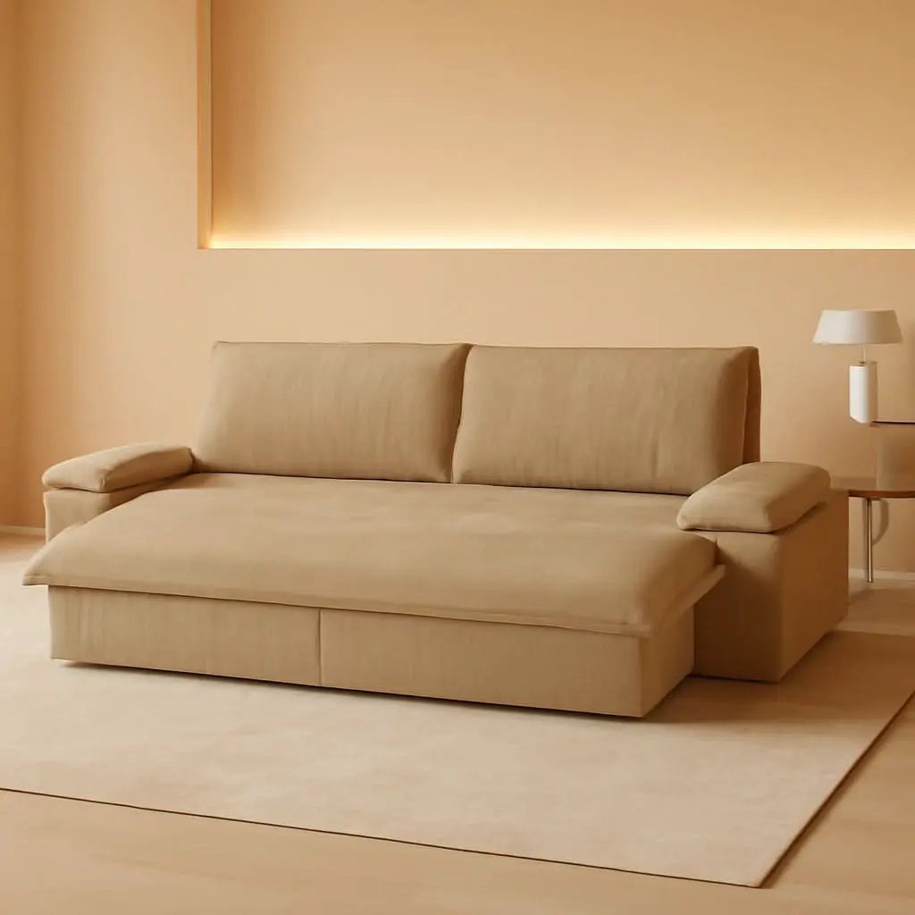 Queen Size Premium Convertible Sofabed Camel Corduroy from PriceLows™