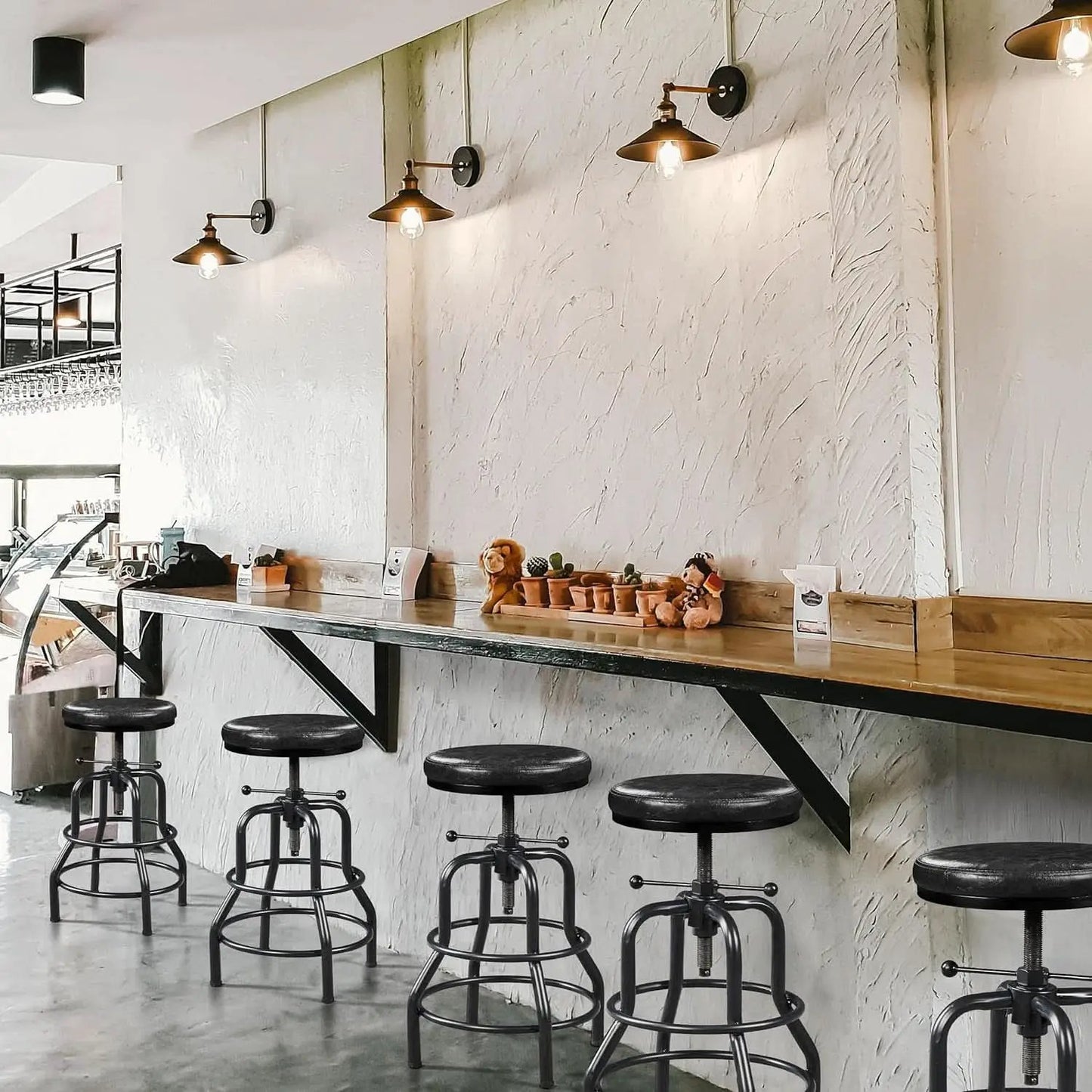 Black Bar Stool 21 To 28 Inch Industrial Kitchen Stool from PriceLows™