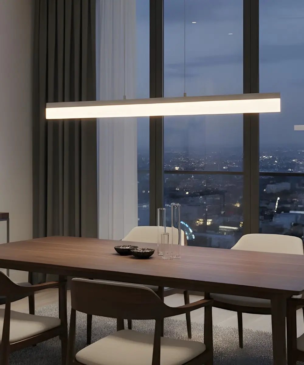 LED Linear Island Light | 36 Inch | Brushed Nickel | Acrylic Shade