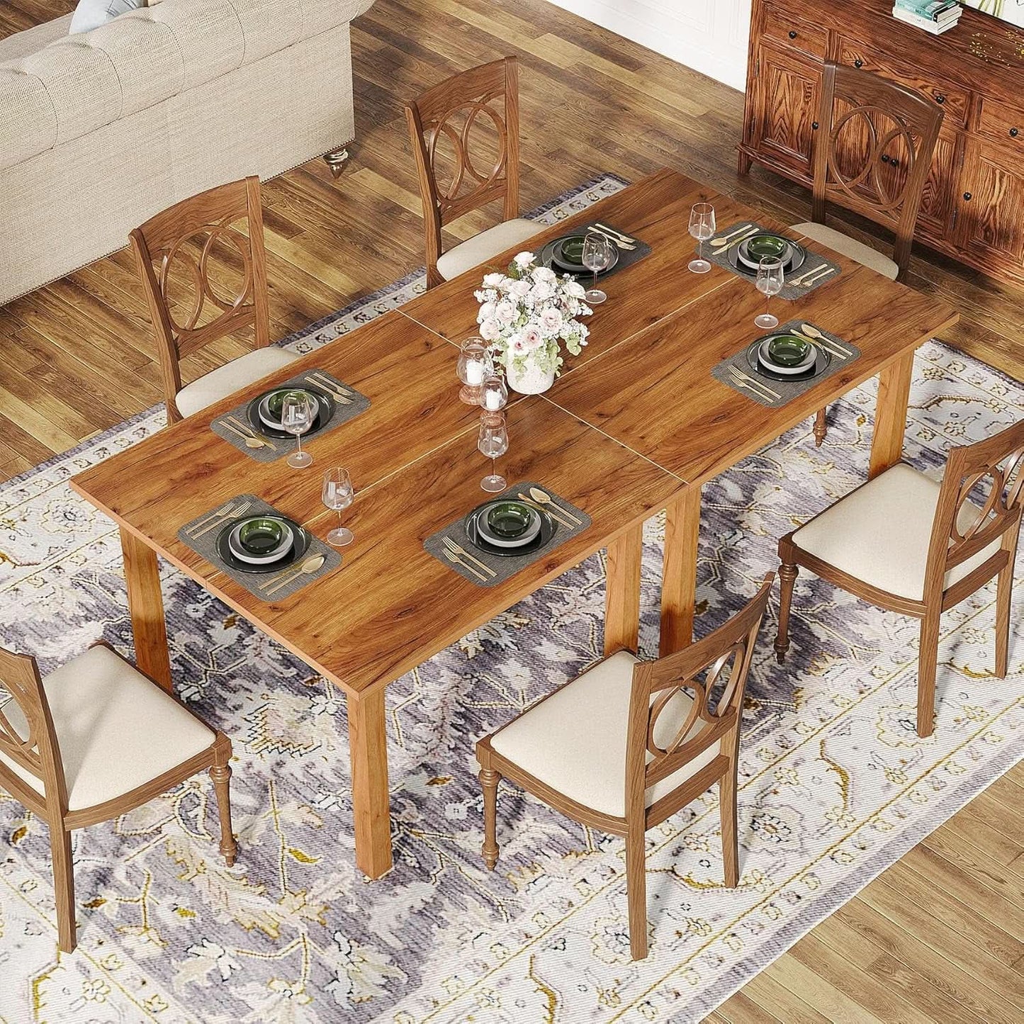 Tribesigns 39 Inch Wood Dining Table Rustic Brown Farmhouse from PriceLows™