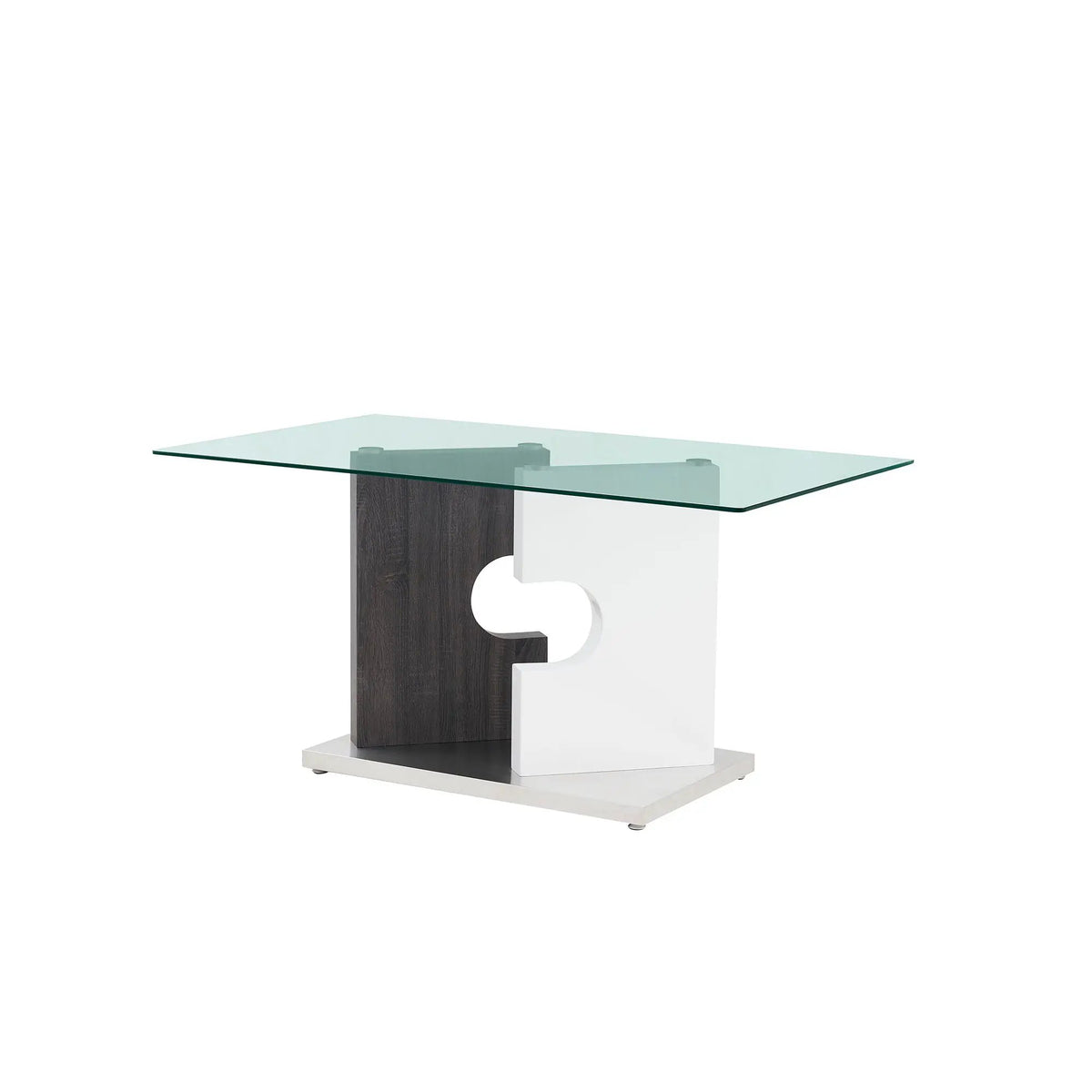 Iris Dining Table | Gray | 59 Inch Width | Two-Tone Pedestal Base