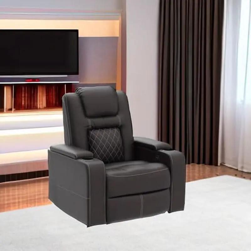 Power Recliner Chair With USB Ports And Cup Holders Brown from PriceLows™