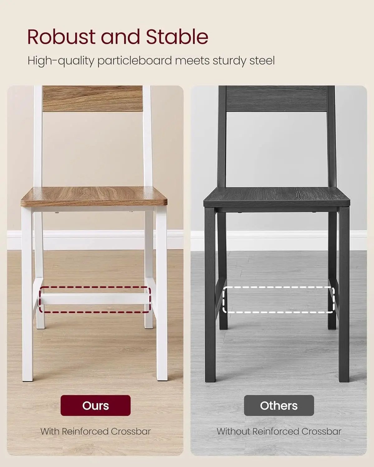 Dining Chair Set Of 2 Rustic Wood With Metal Frame from PriceLows™