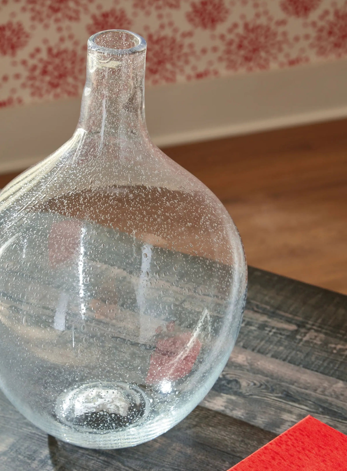 Kurthorne Clear Seeded Glass Vase | Weathered Beauty | Casual Charm | 9 Inch Height