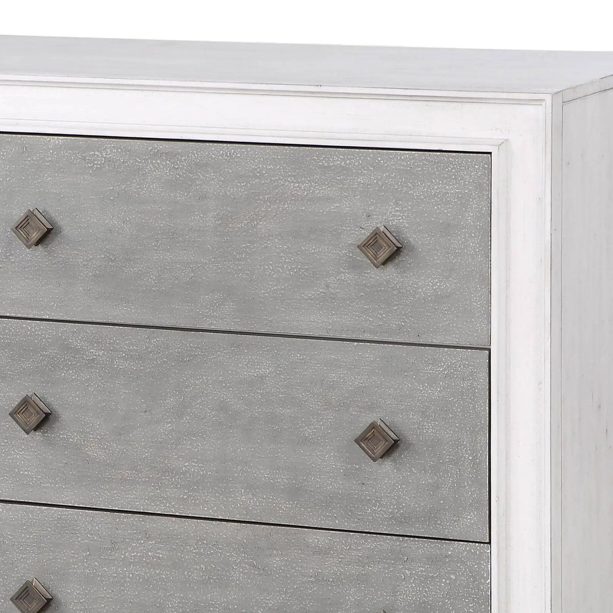 Katia Weathered Dresser | White | Full-Extension Metal Glides | Transitional Design