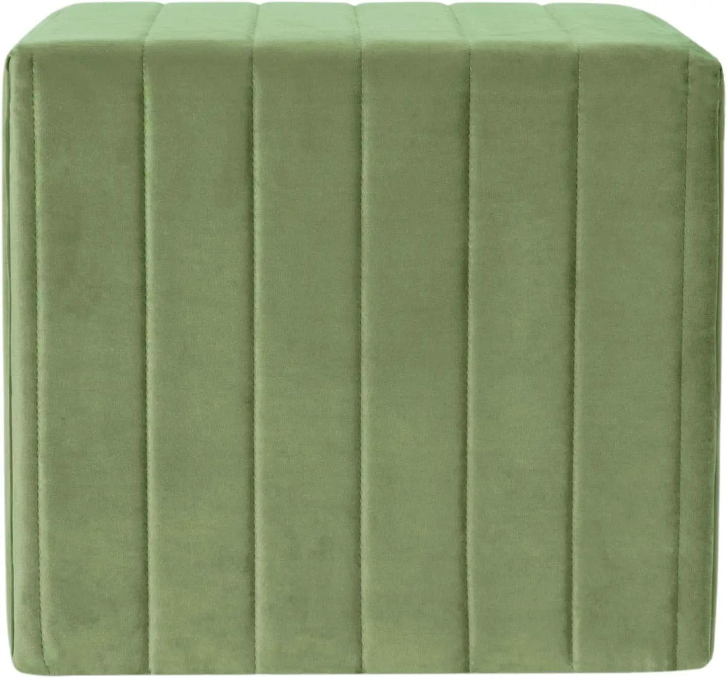 Green Velvety Tufted Ottoman Footstool 18.5 Inches from PriceLows™