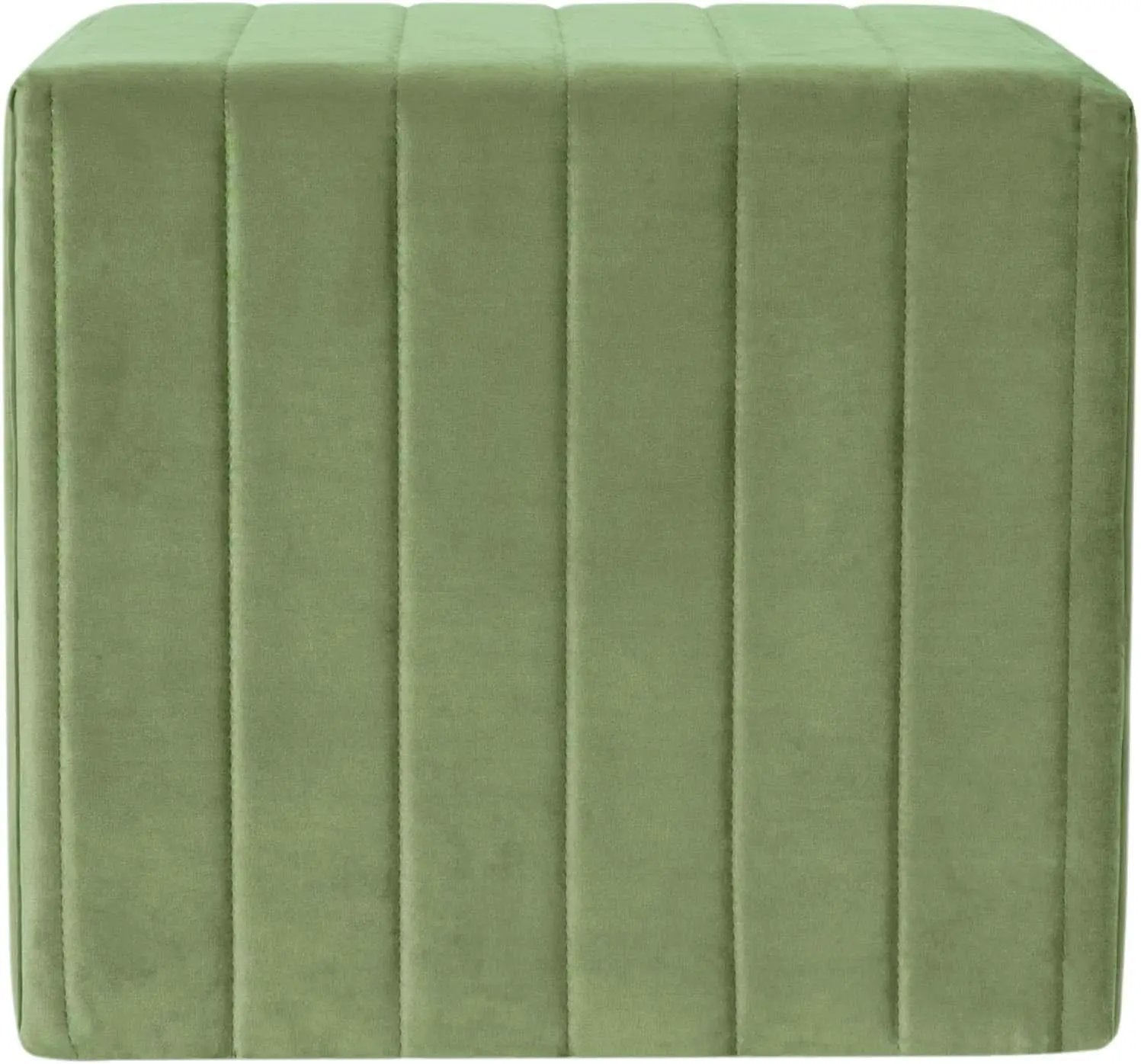 Elegant Green Velvet Tufted Channel Ottoman Footstool from PriceLows™