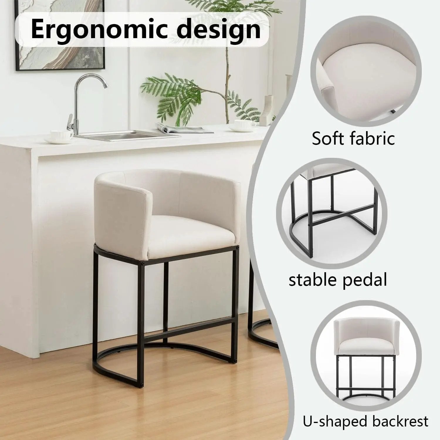 Modern Barrel Counter Height Bar Stools Set of Four from PriceLows™