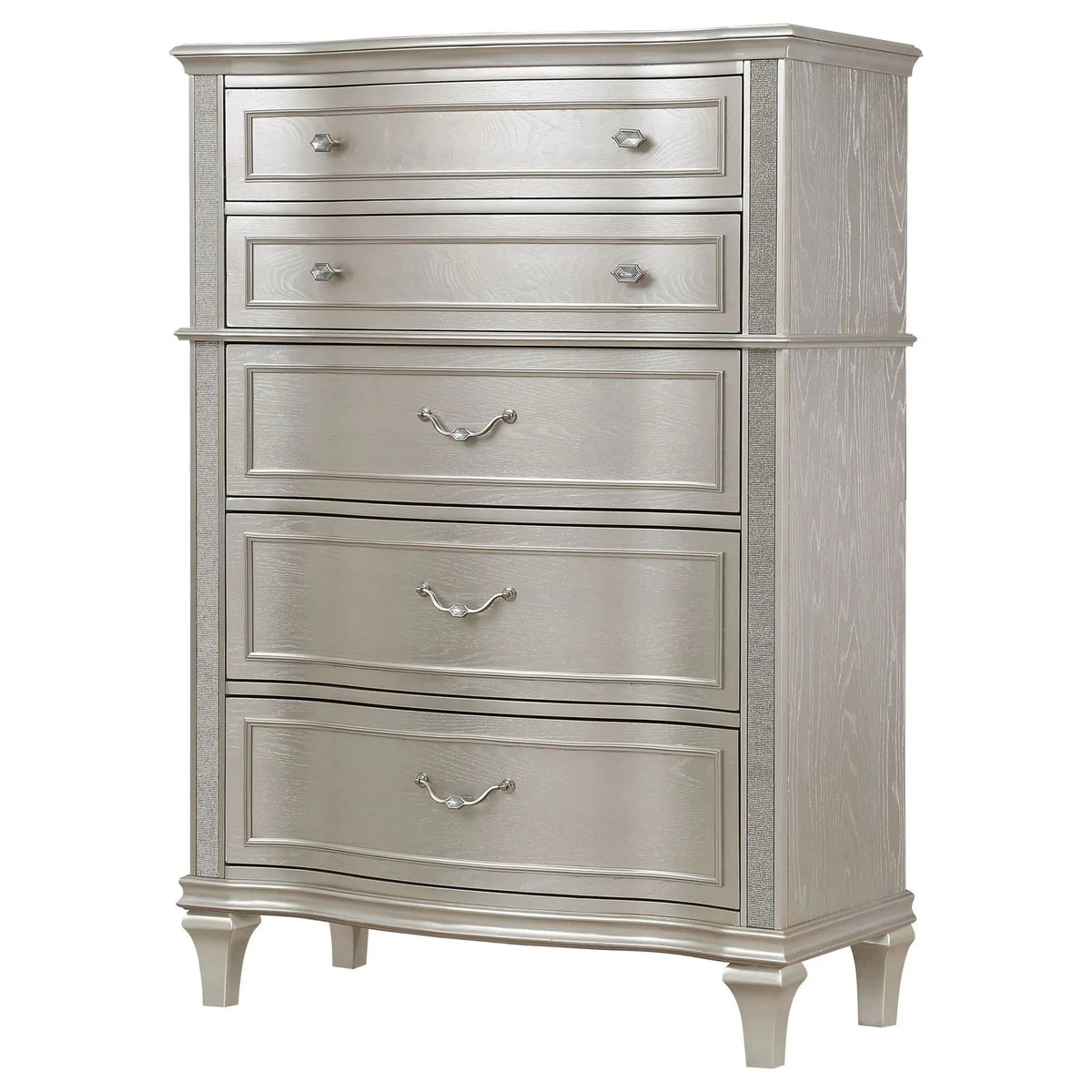 Evangeline 6-drawer Bedroom Chest Silver | 42 x 19.75 x 59.5 in | 6-Drawer | Oak
