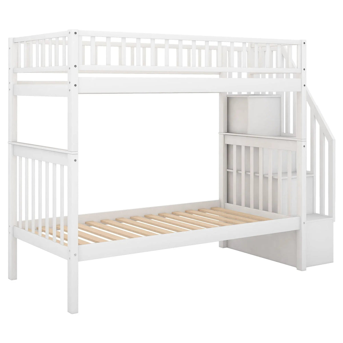 Twin Over Full Bunk Bed | Built In Staircase | Steel Frame