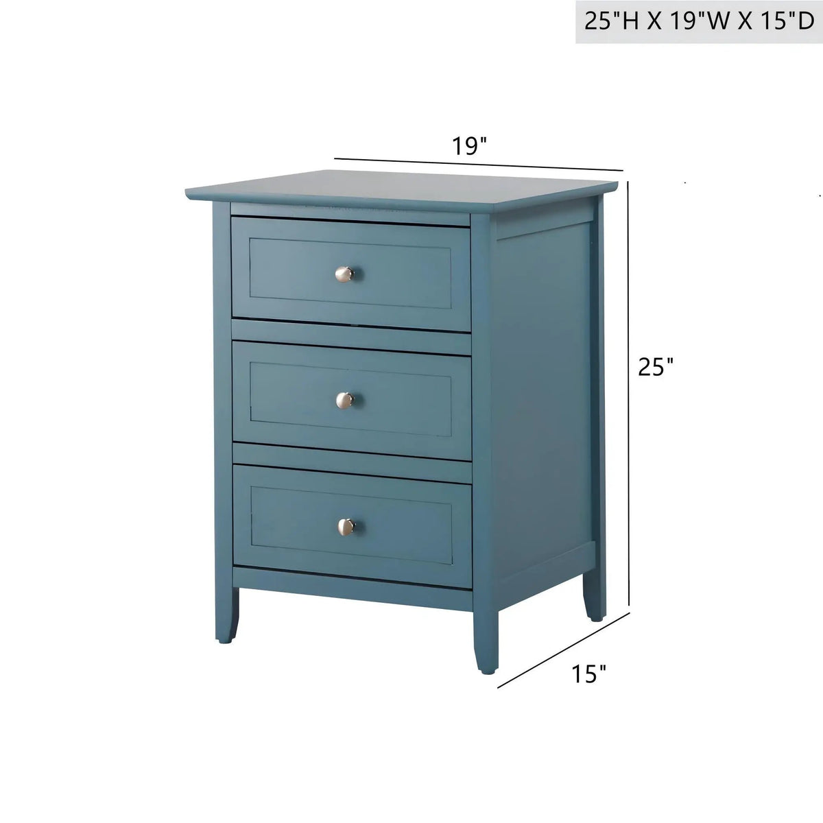Nightstand | 3 Drawer | Real Wood Veneer | Nickel Hardware