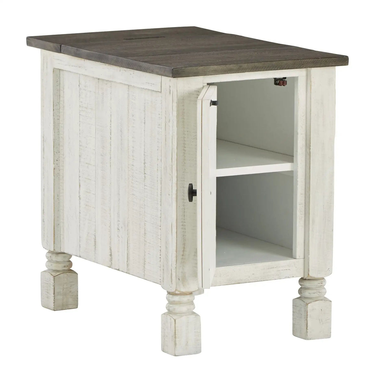 Havalance Chairside End Table | White And Gray | Adjustable Shelf | 96 Inch Cord