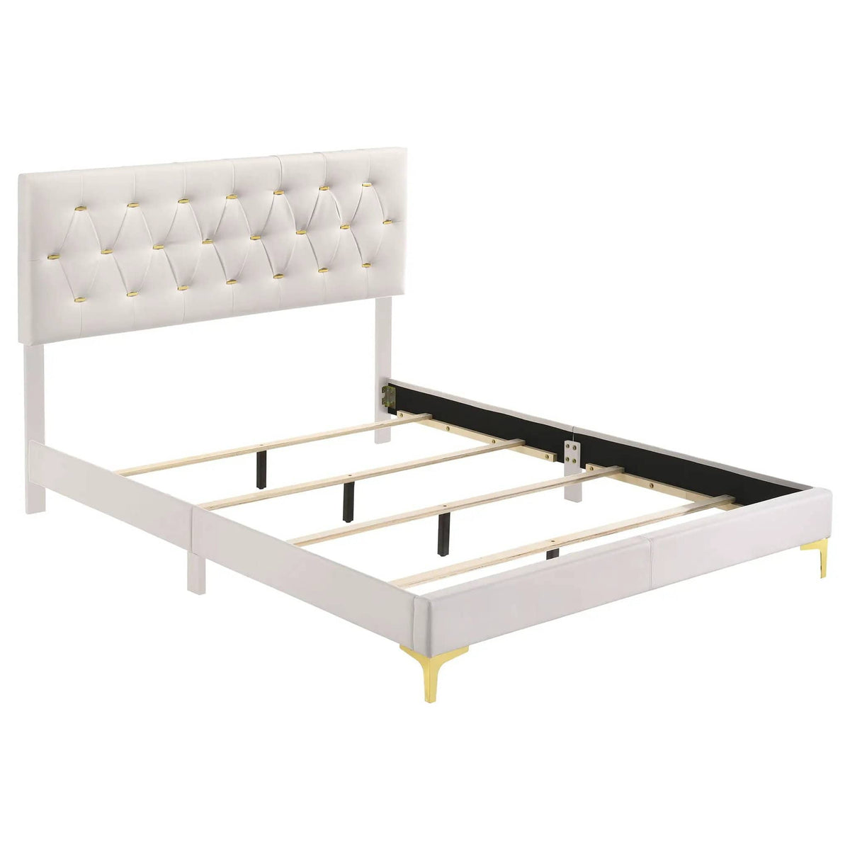 Kendall Upholstered Queen Panel Bed | 64.25 x 87 x 49.25 in | Bedroom Furniture | White