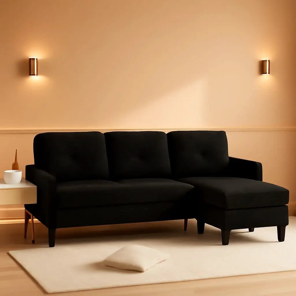 Adjustable L Shaped Sofa With Storage In Black Nordic Style from PriceLows™