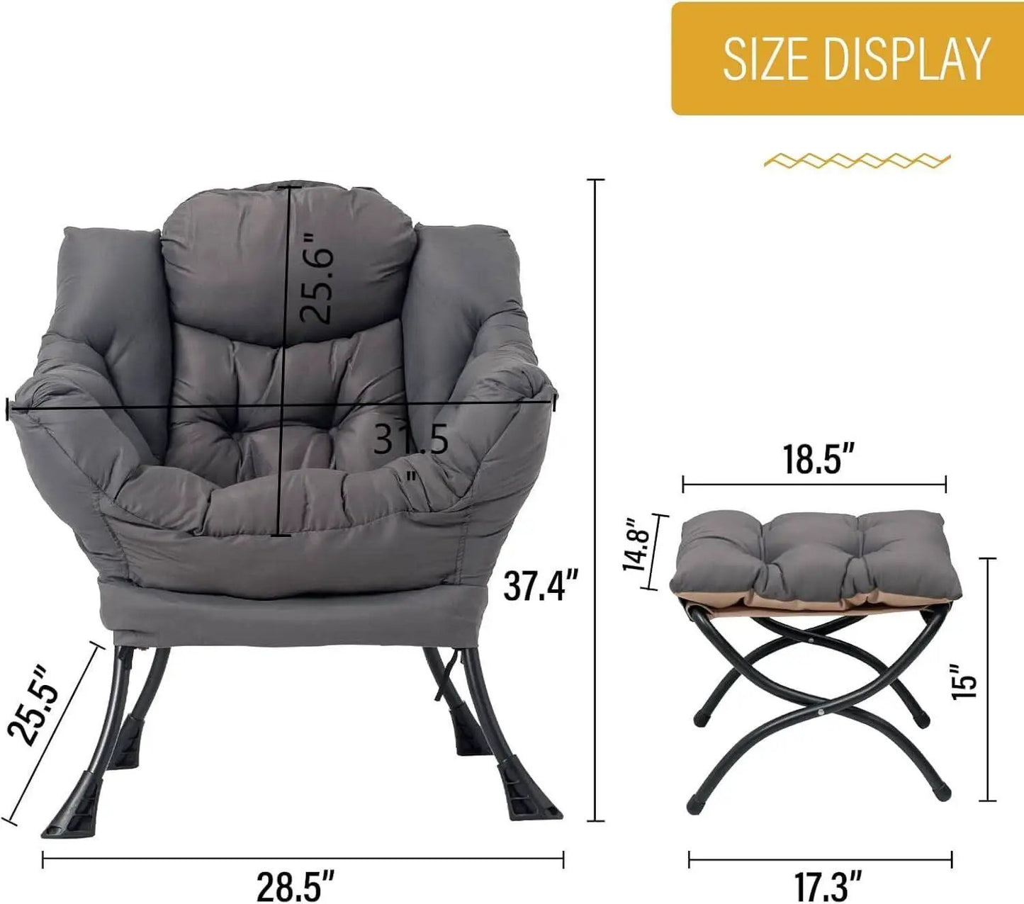 Dark Grey Lazy Chair With Ottoman Footrest And Side Pocket from PriceLows™