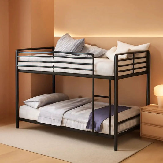 Twin Metal Low Bunk Bed With Guard Rails And Ladder from PriceLows™