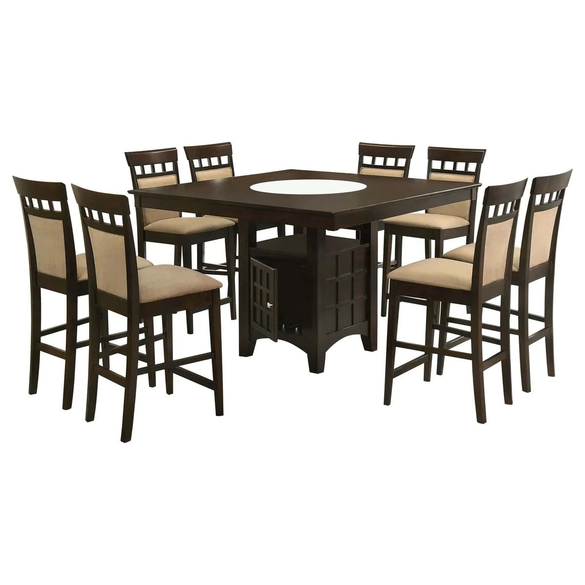 Gabriel 9-piece Square Counter Height Dining Set (Style 2) | 9-Piece Set | Rubberwood & Engineered Wood | Cappuccino