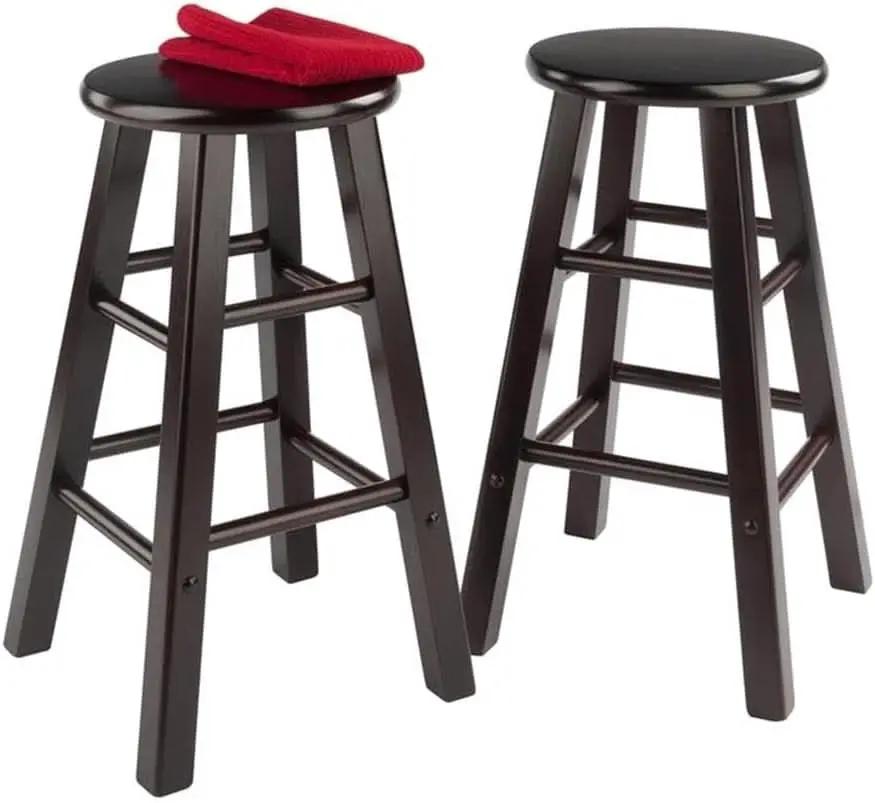 Espresso Counter Stool Set 2 Piece Solid Wood 24 Inch from PriceLows™