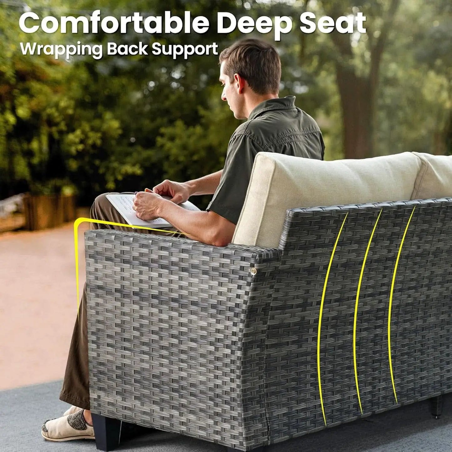Modern Outdoor Wicker Furniture Set with Swivel Rocking Chairs from PriceLows™