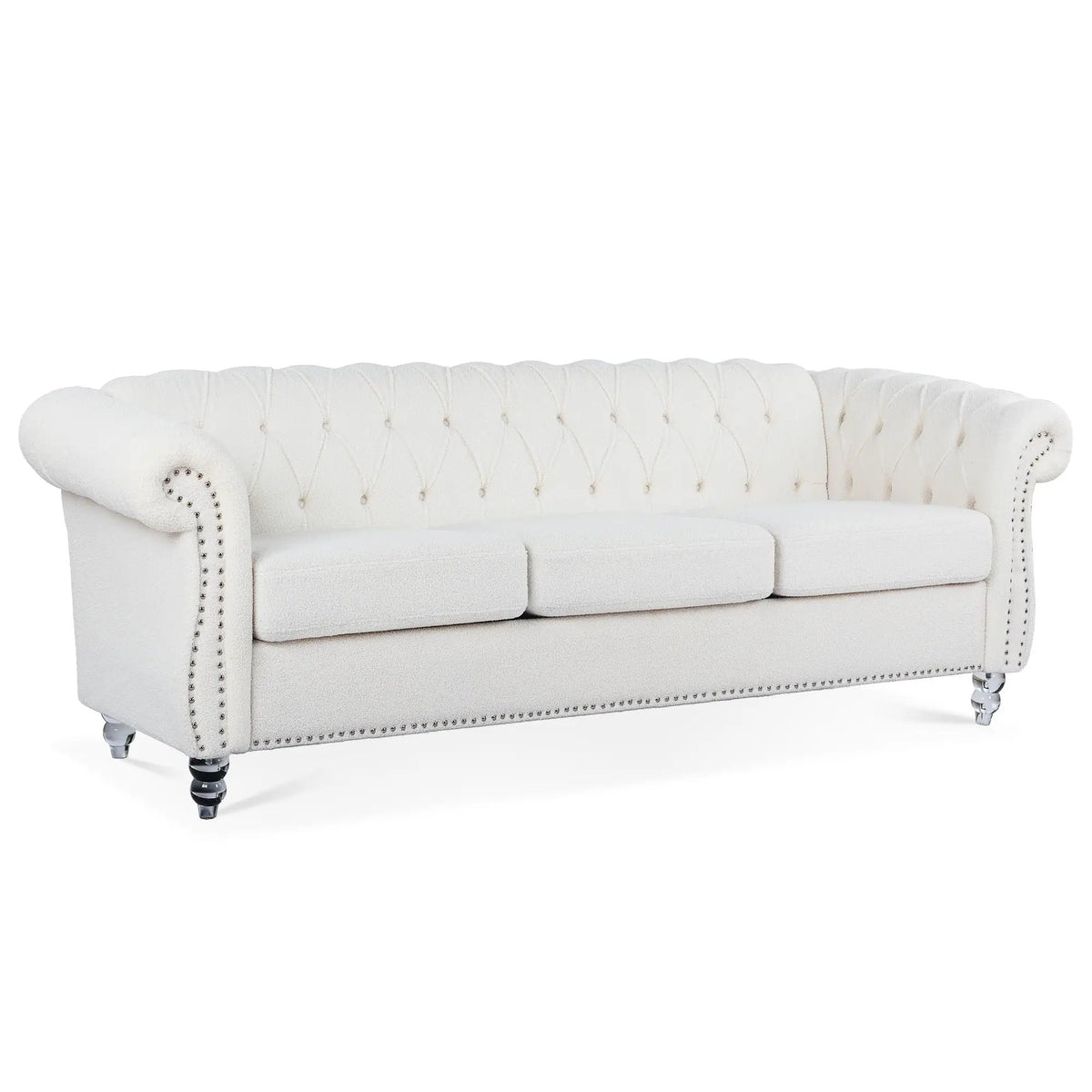 Rolled Arm Chesterfield Sofa | 3 Seater | Staggered Deep Pull Buckles | TB117 Compliant