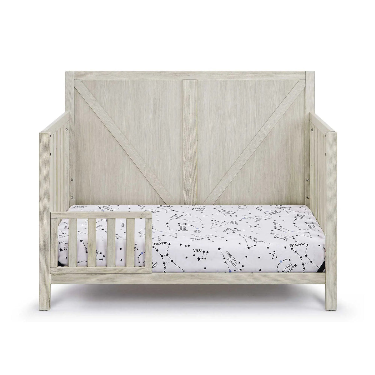 Barnside 4-In-1 Convertible Crib | Vintage Chestnut Finish | Toddler Bed And Full Bed | Adjustable Mattress Heights