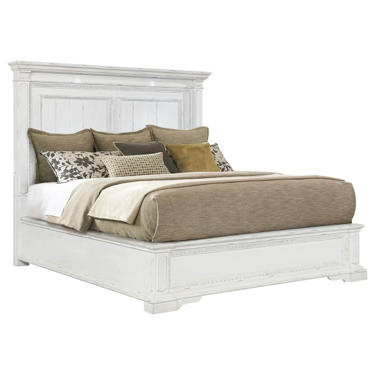 McKinney Eastern King LED Light Panel Bed Vintage | 86.75 x 90 x 74.25 in | Engineered Wood | White