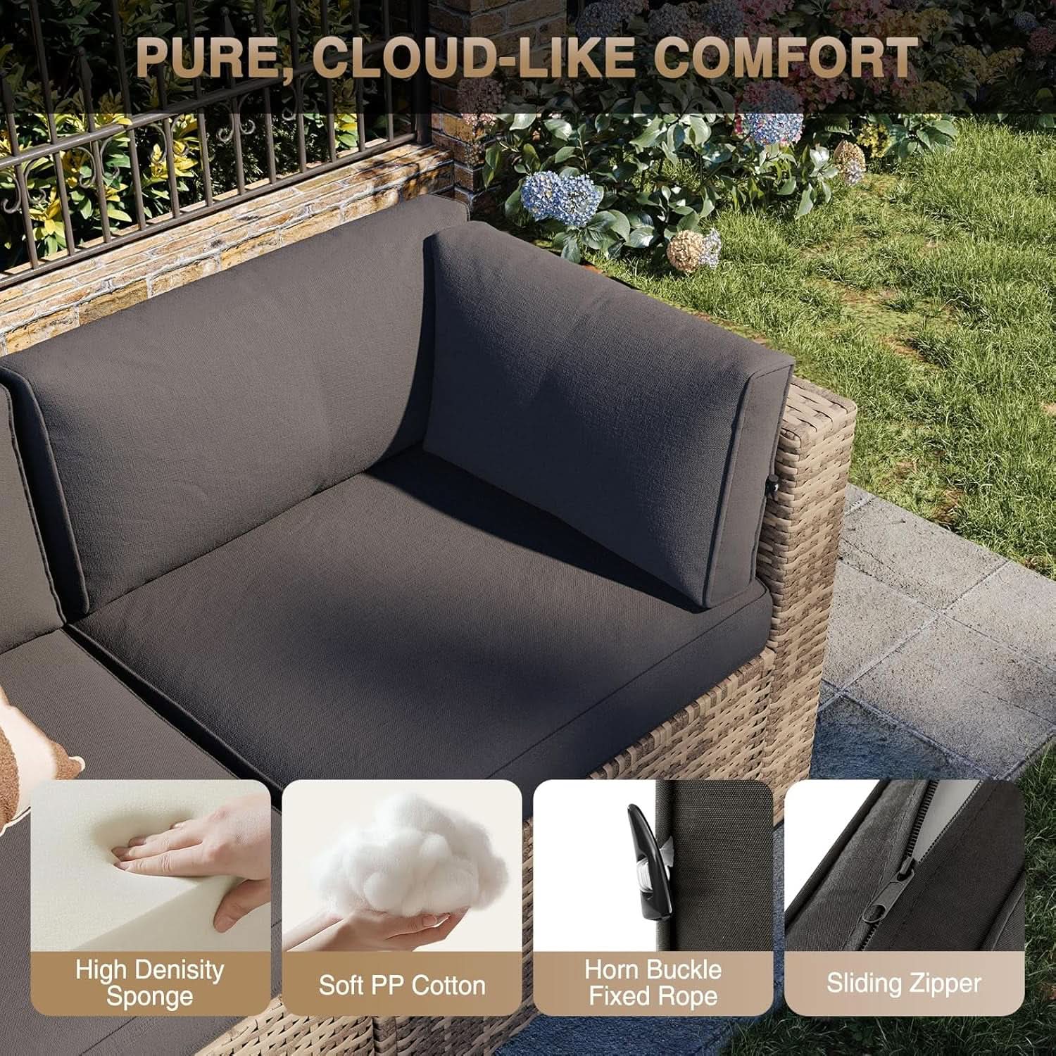 Outdoor Patio Furniture Set with Firepit Table and Cushions from PriceLows™