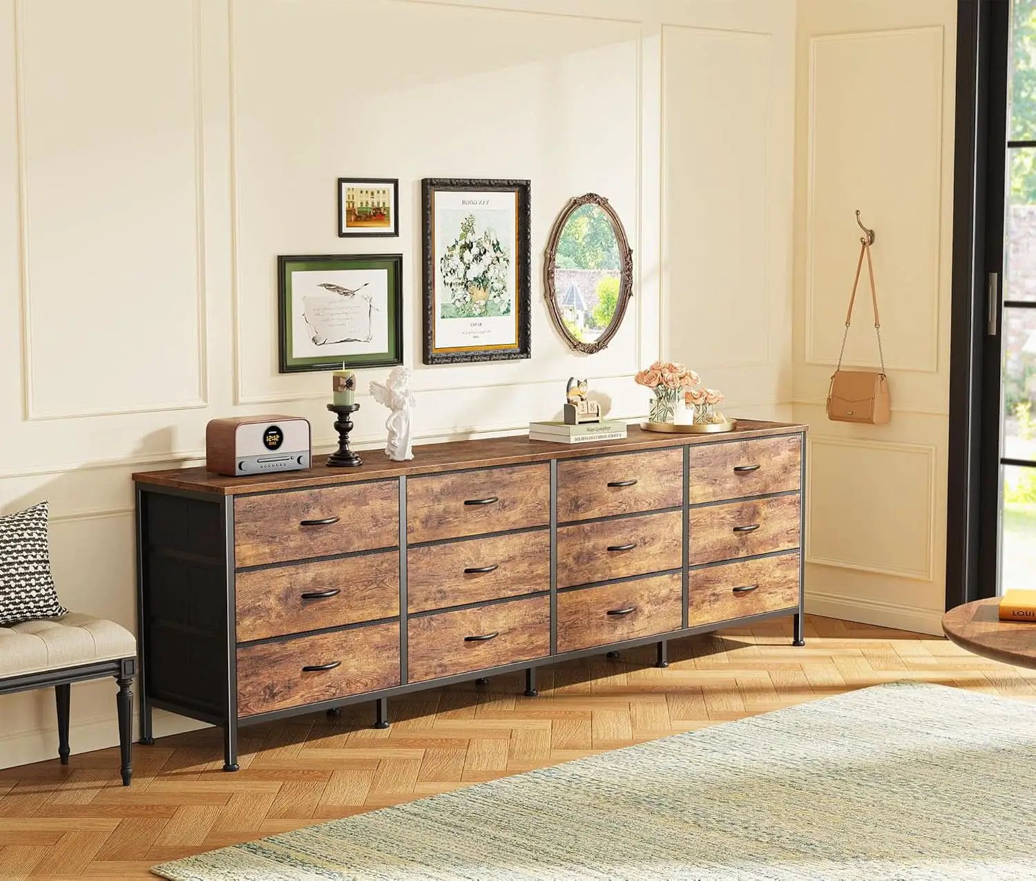 70 Inch Rustic Brown Dresser Entertainment Center TV Stand from PriceLows™