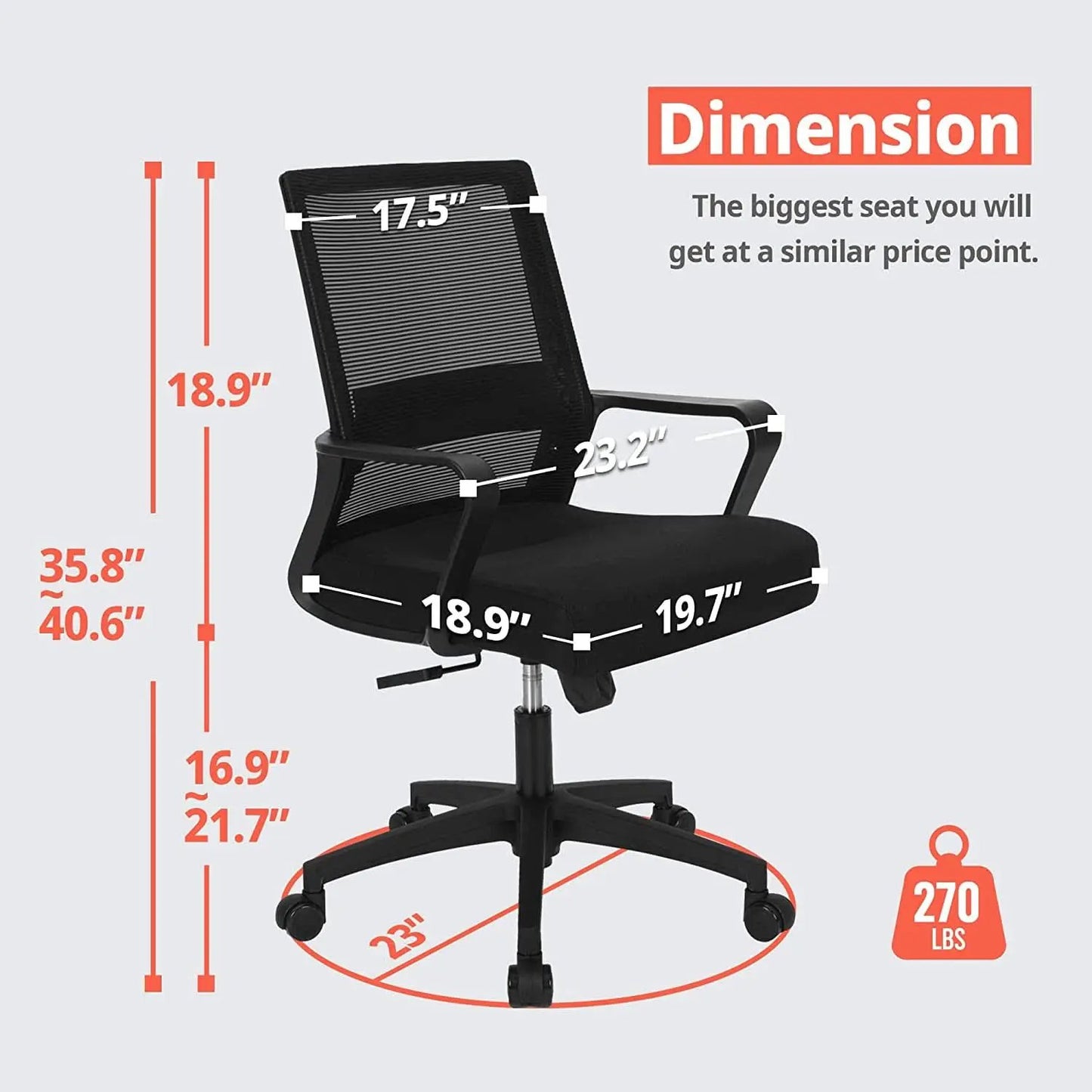 Ergonomic Mesh Office Chair With Lumbar Support And Breathable Back from PriceLows™
