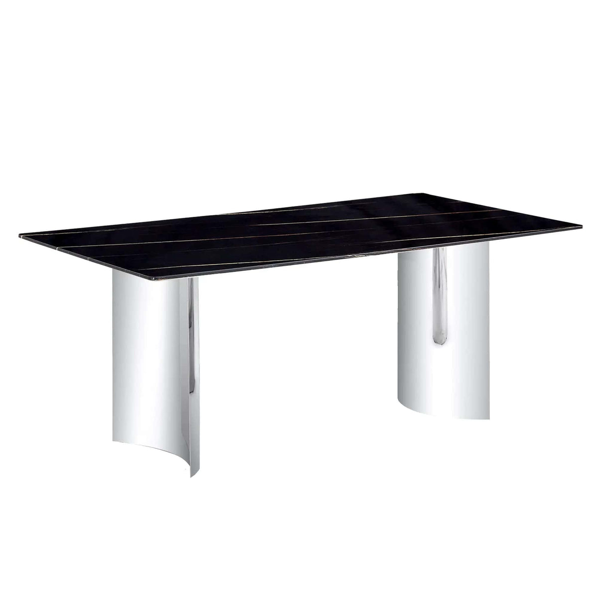 Modern Minimalist Dining Table With Marble Glass Top | 71 x 39.3 x 29.5 in | Marble & Glass | Dining Room
