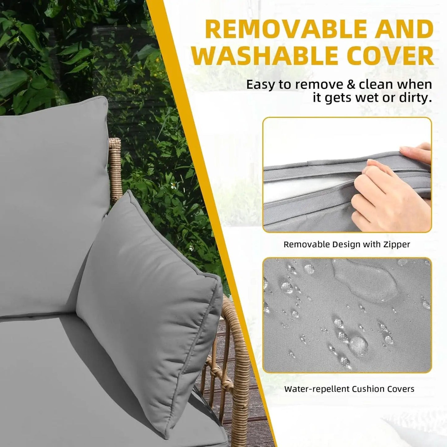 Patio Furniture Set 4 Piece Wicker Outdoor Grey Sectional from PriceLows™
