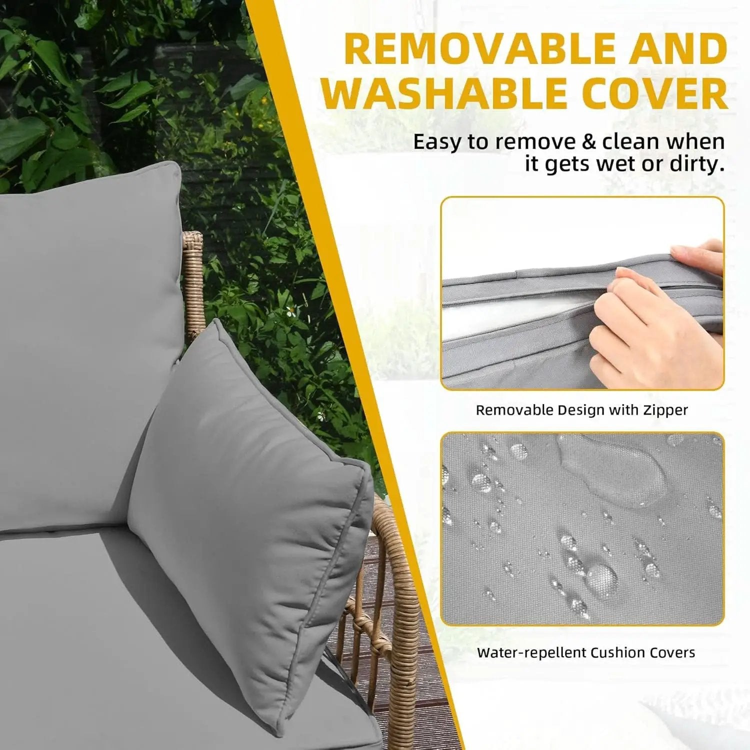 Patio Furniture Set 4 Piece Wicker Outdoor Grey Sectional from PriceLows™