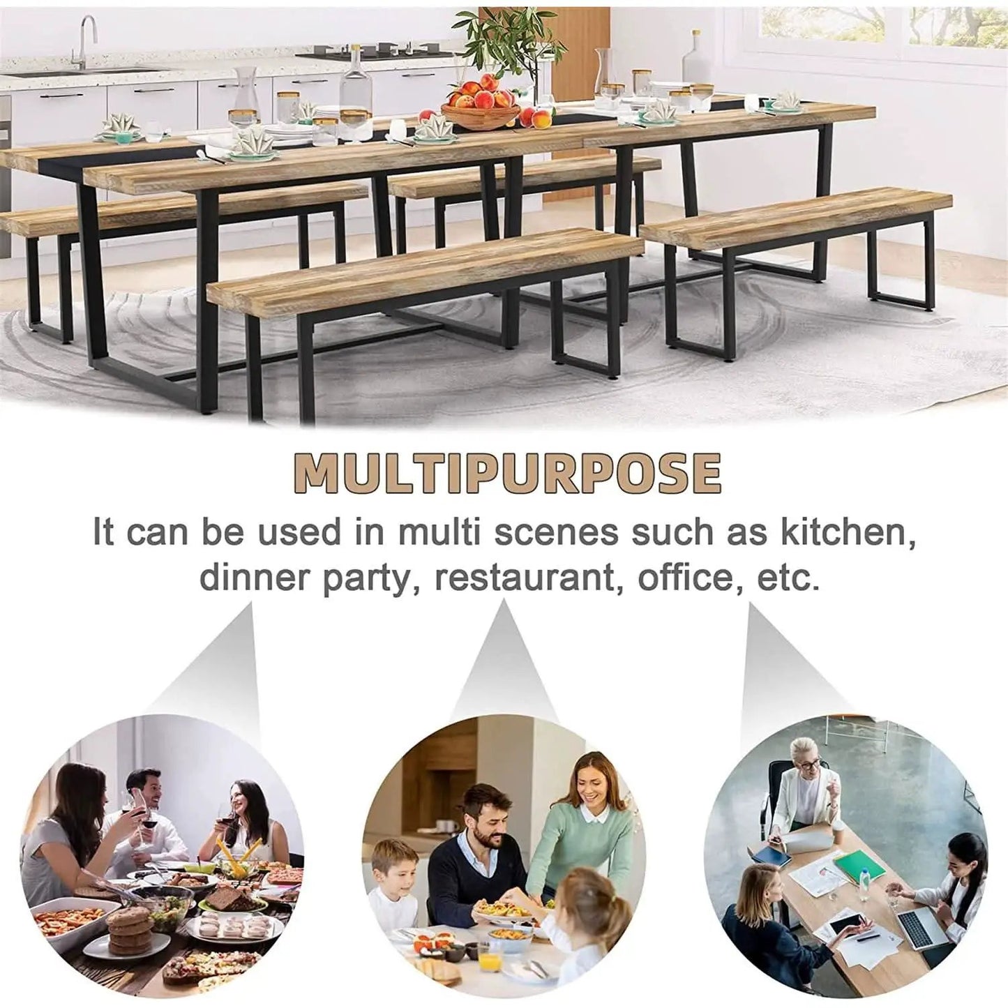 Six To Eight Seats Farmhouse Modern Kitchen Dining Table from PriceLows™