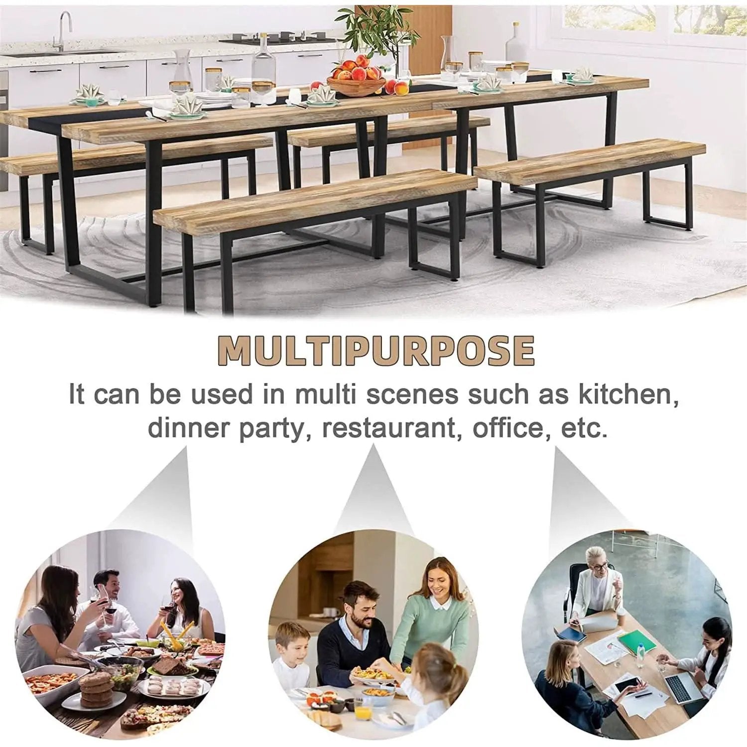 Six To Eight Seats Farmhouse Modern Kitchen Dining Table from PriceLows™
