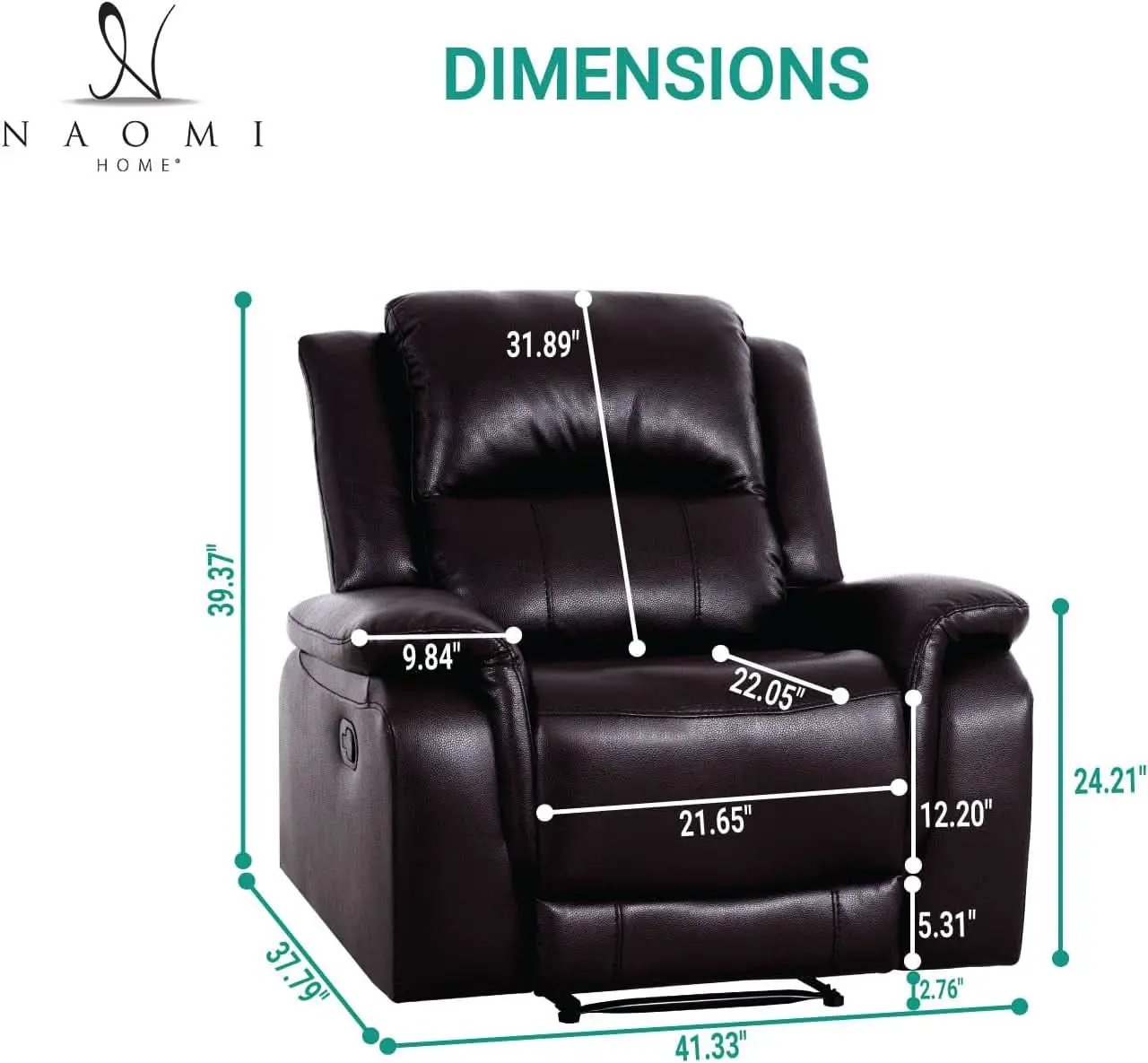 Espresso Leather Sofa Set With Manual Recliner For Living Room from PriceLows™