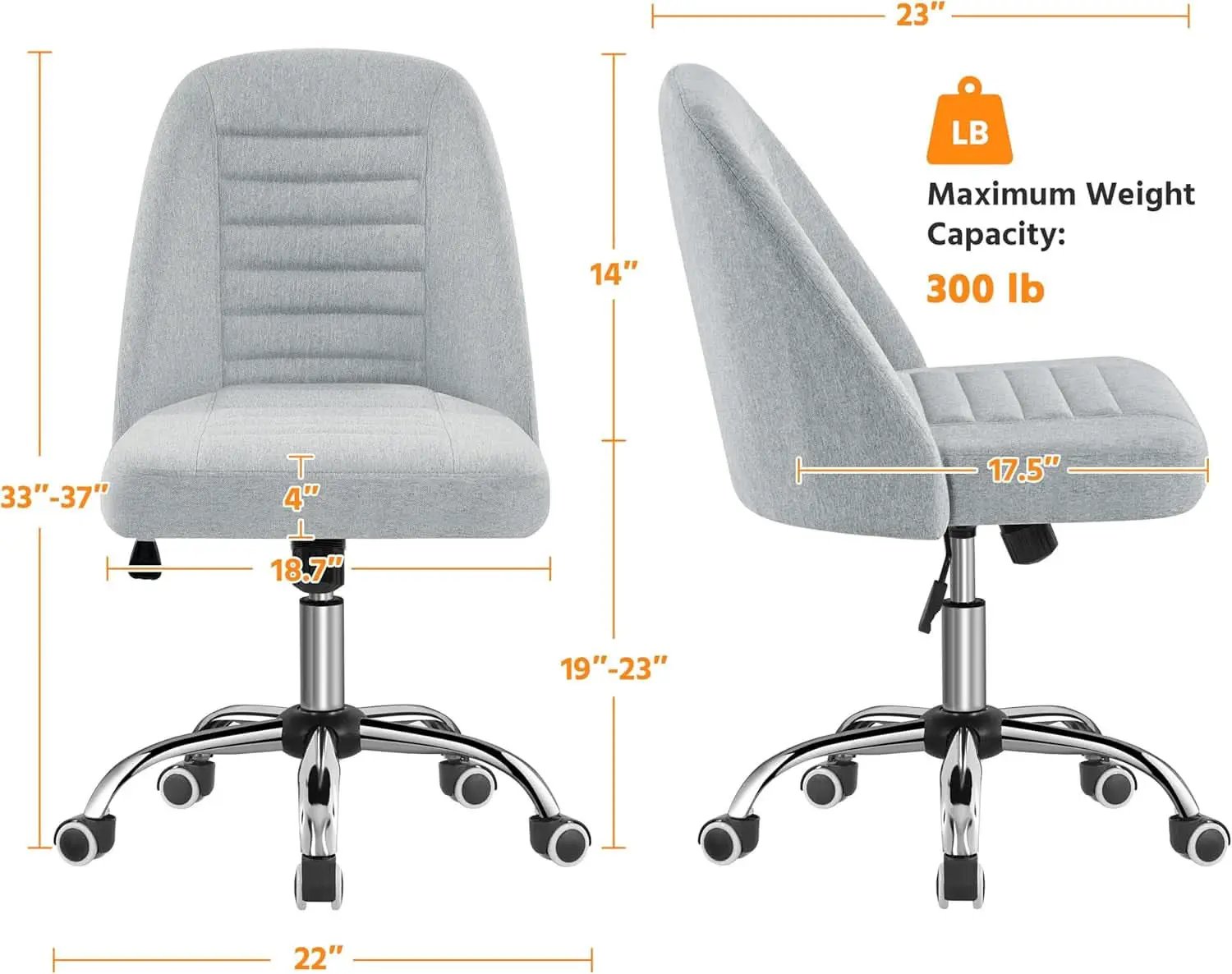 Linen Office Desk Chair With Rolling Wheels For Home Office from PriceLows™