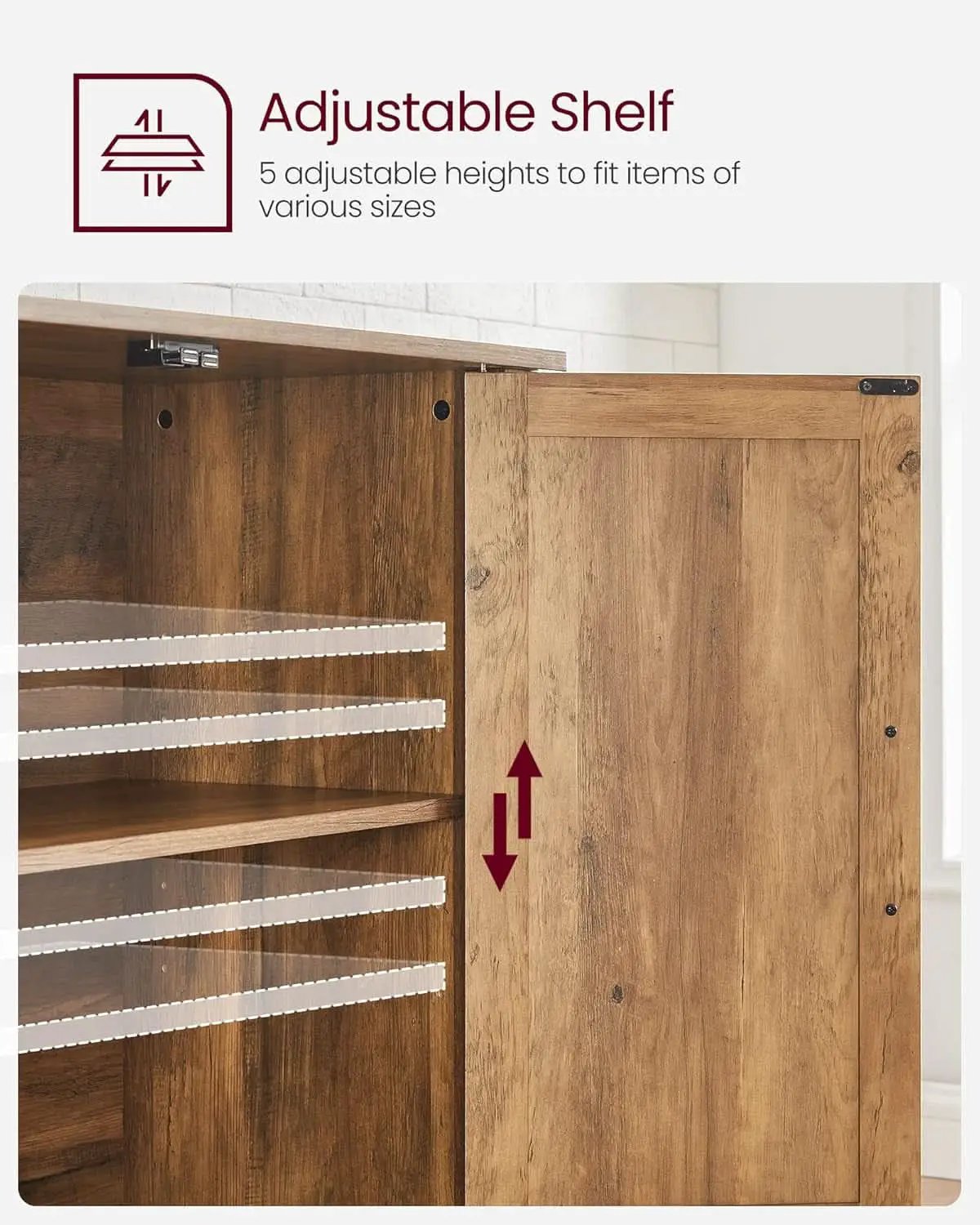 Rustic Walnut Buffet Cabinet With Adjustable Shelves from PriceLows™