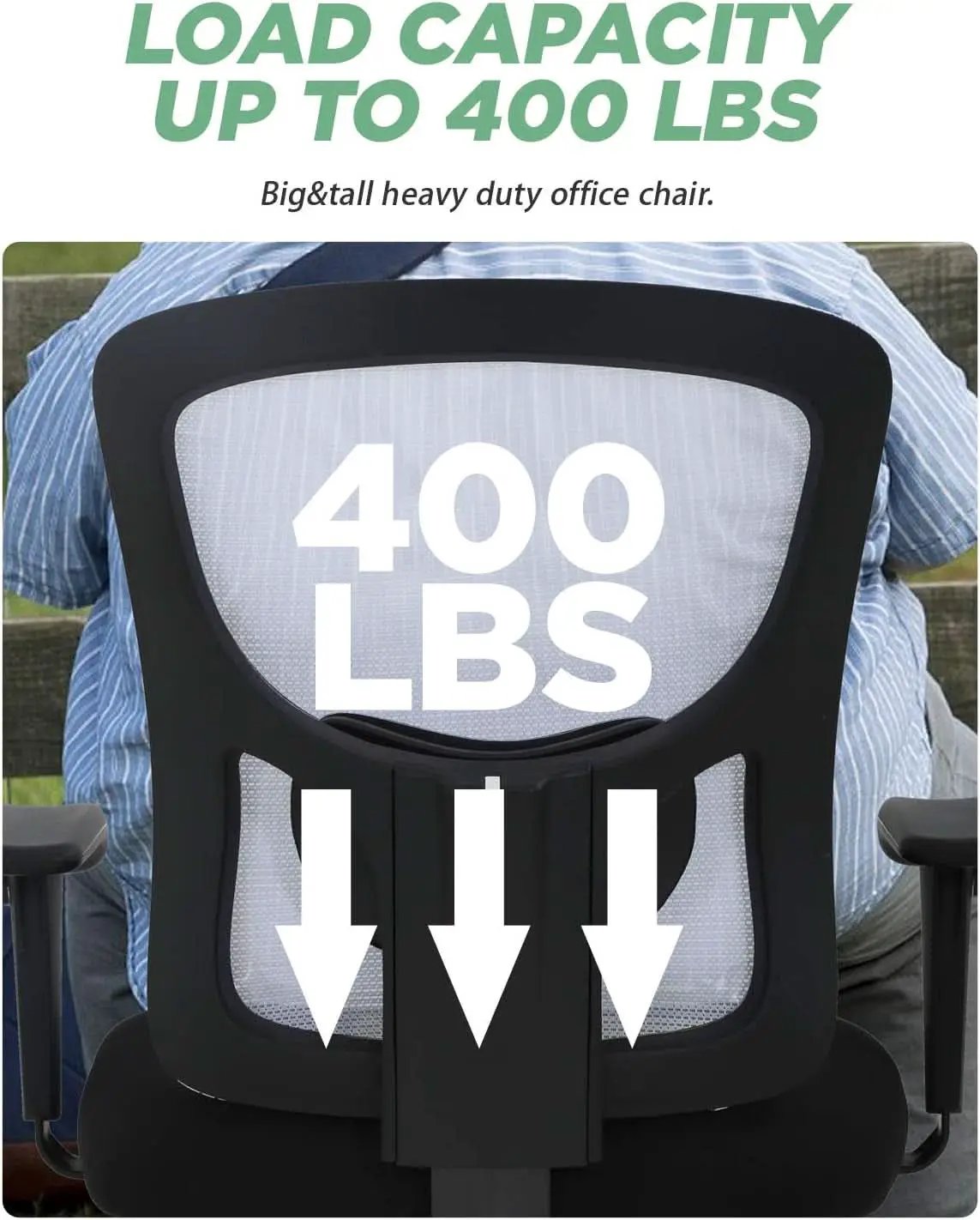 Big And Tall Office Chair 400 Lbs Capacity Adjustable Lumbar Support from PriceLows™