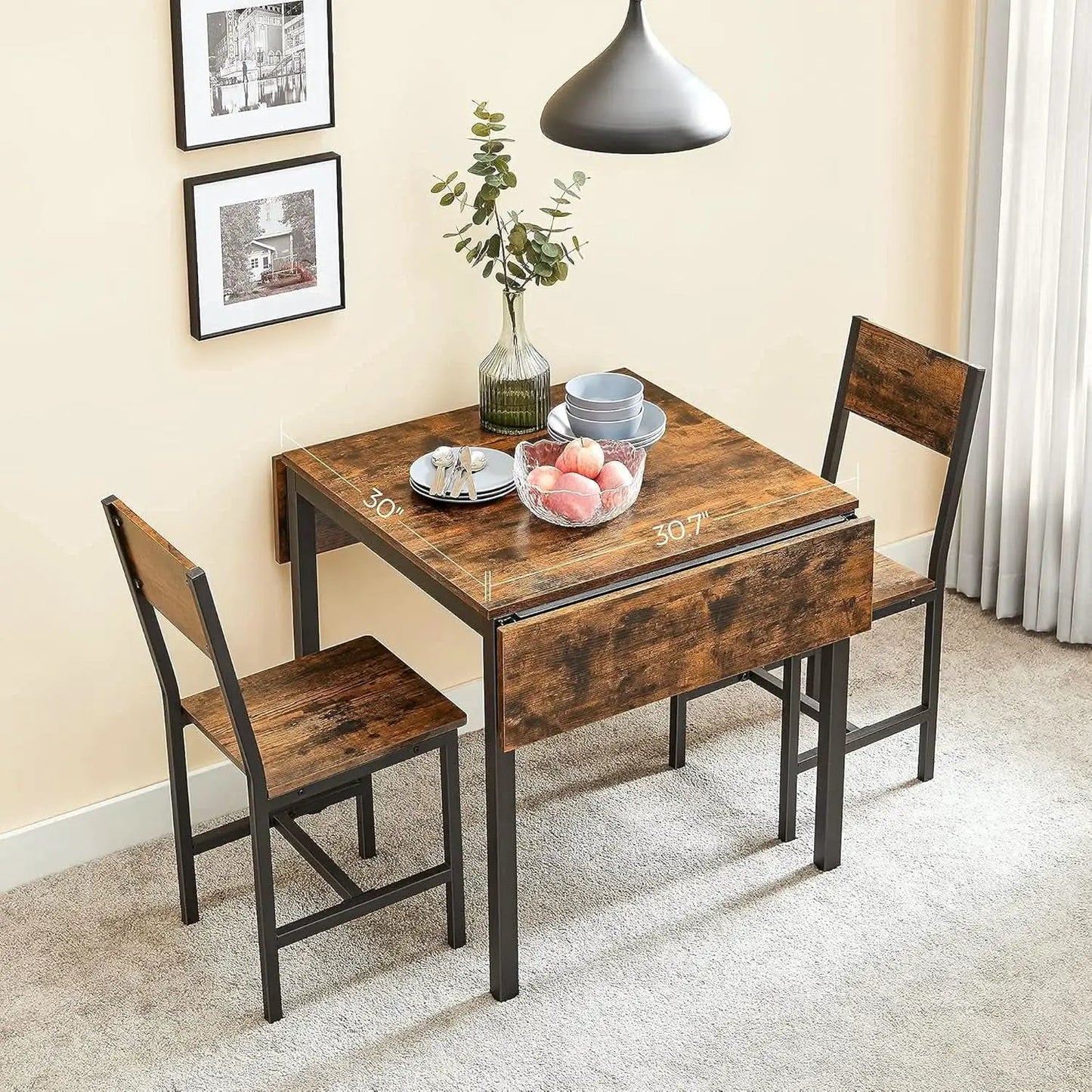 Folding Dining Table Drop Leaf Extendable Brown For Small Spaces Seats 2 To 4 from PriceLows™