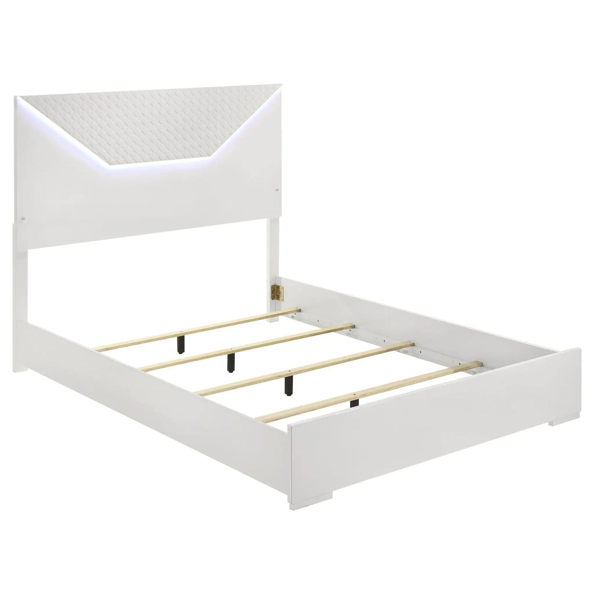 Ives Queen Panel Bed LED Headboard White High Gloss | 63.5 x 83.5 x 56.75 in | Bedroom Furniture | Bedroom