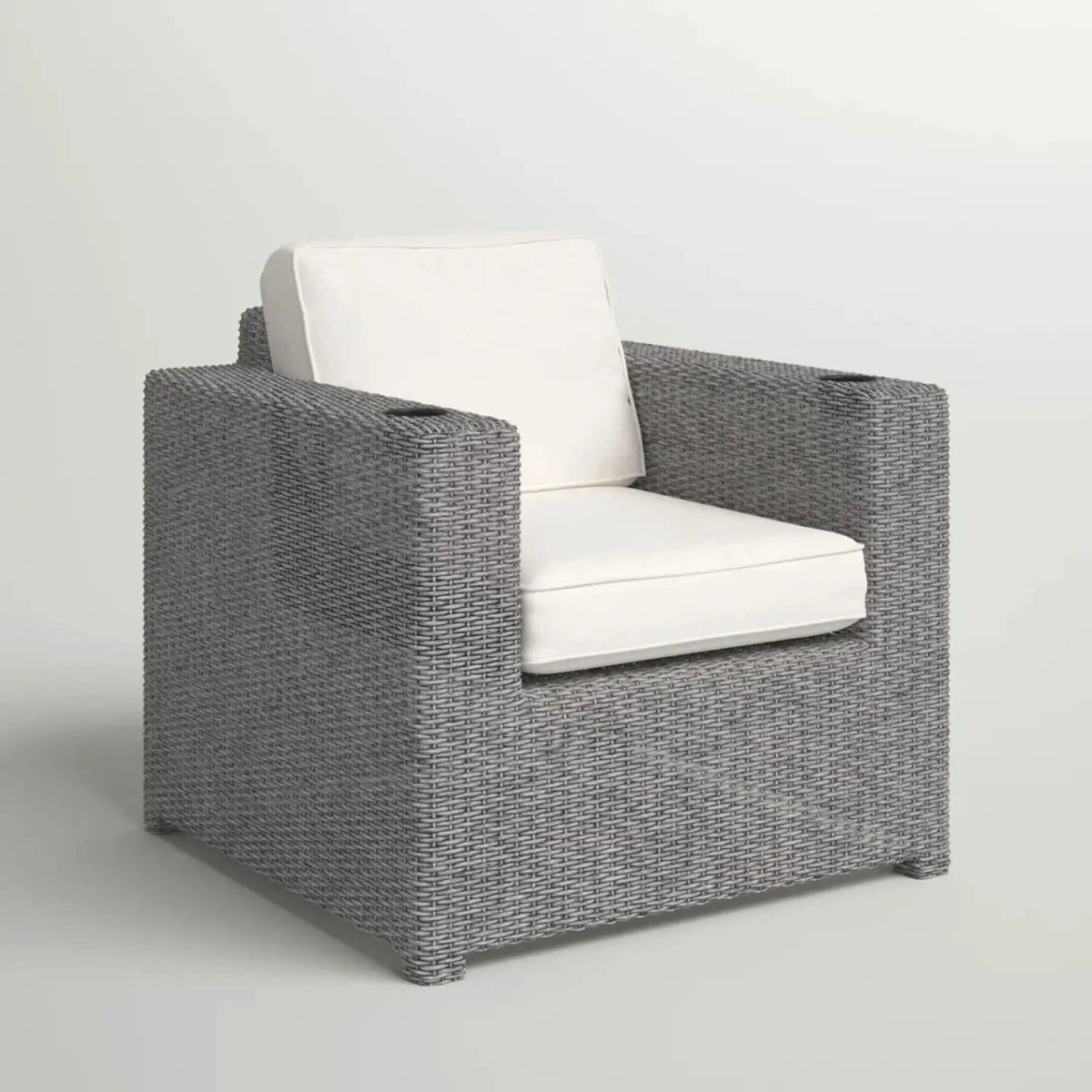 Aviara Outdoor Club Chair Timeless Comfort With Plush Cushions | 33 x 33 x 26 in | Wicker & Aluminum | Gray Mix