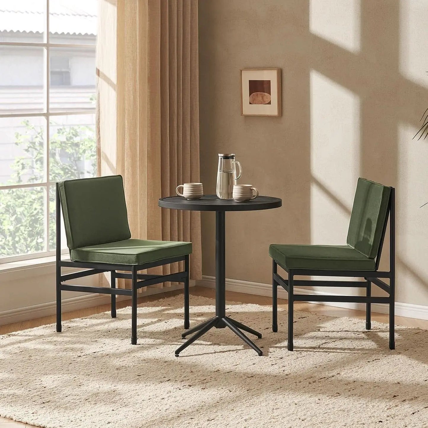Odelia Olive Green Velvet Dining Chairs With Removable Cushion Covers from PriceLows™