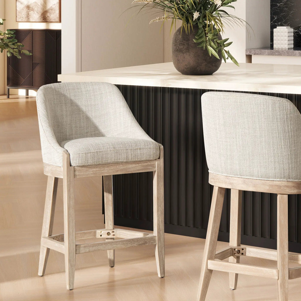 Newport Coastal Counter Stool | Gray | Curved Back | 26.5 Inch Seat Height