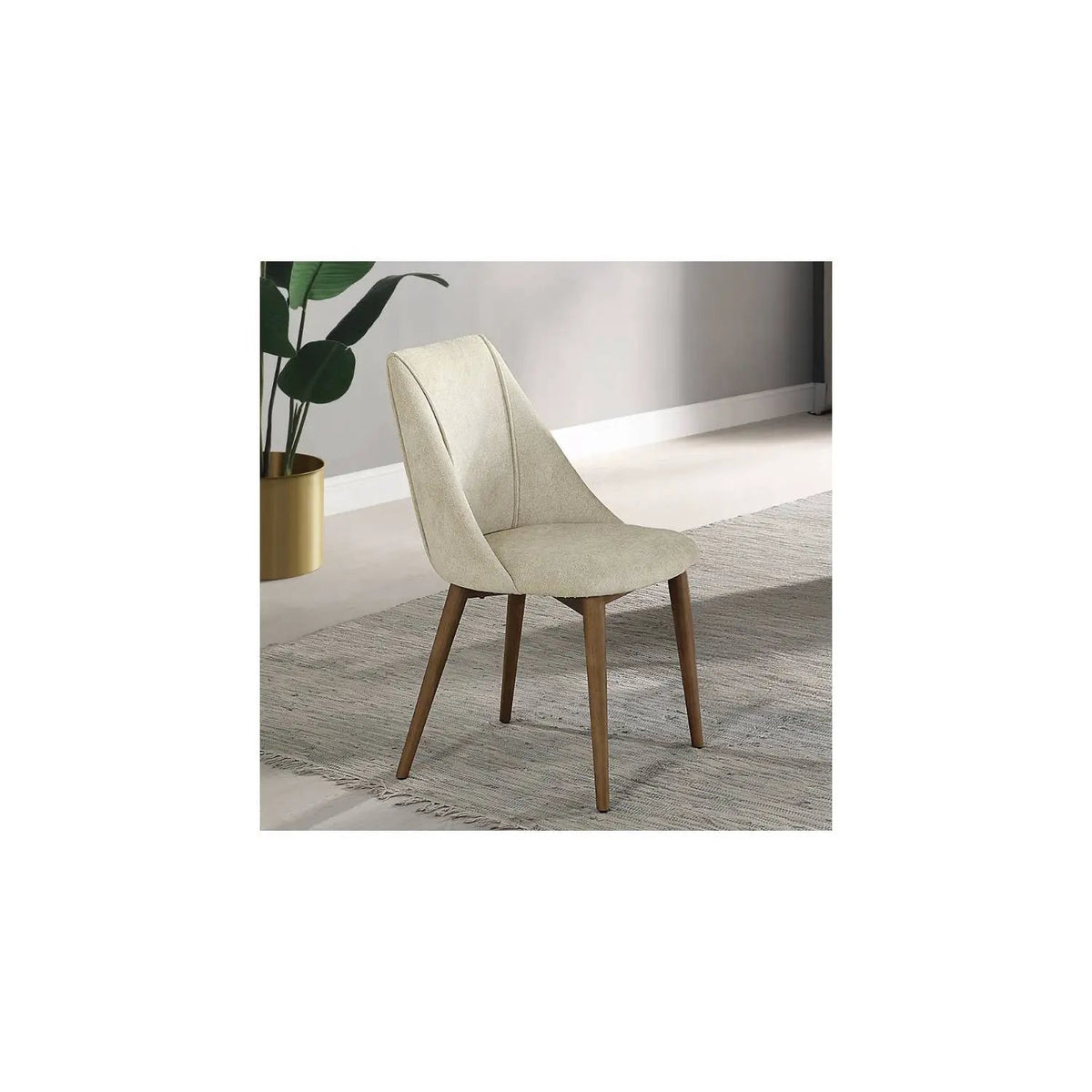 Willene Microfiber Side Chairs | Set Of 2 | Beige | Walnut Finish