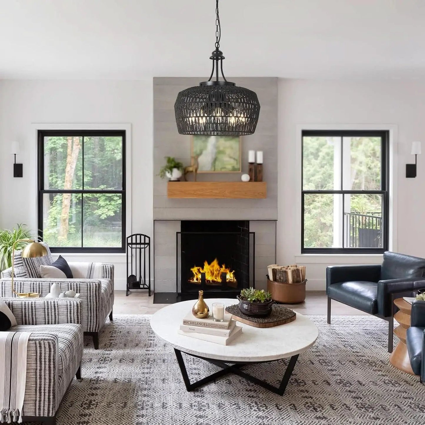 Five Light Black Chandelier For Farmhouse Dining Room from PriceLows™