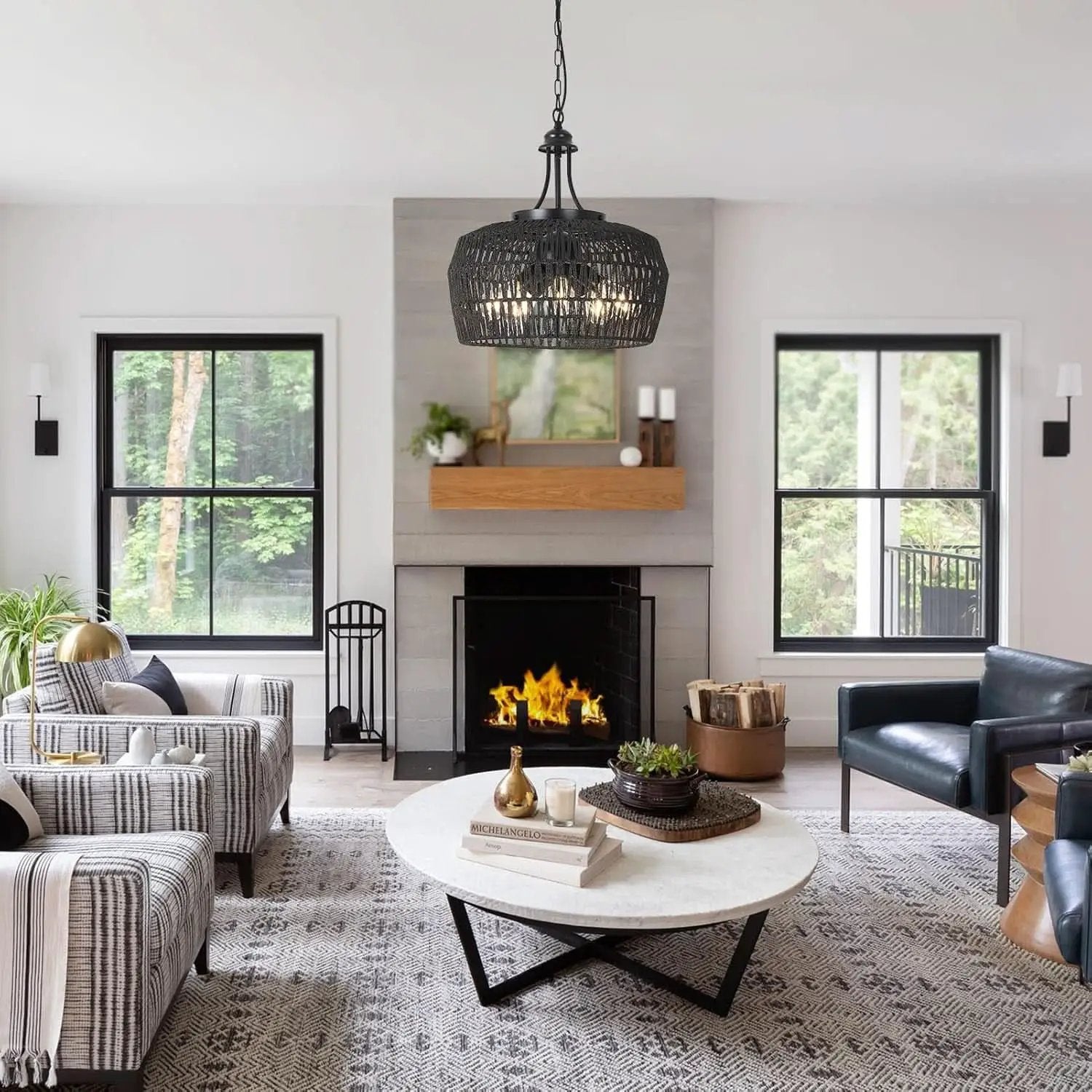Five Light Black Chandelier For Farmhouse Dining Room from PriceLows™