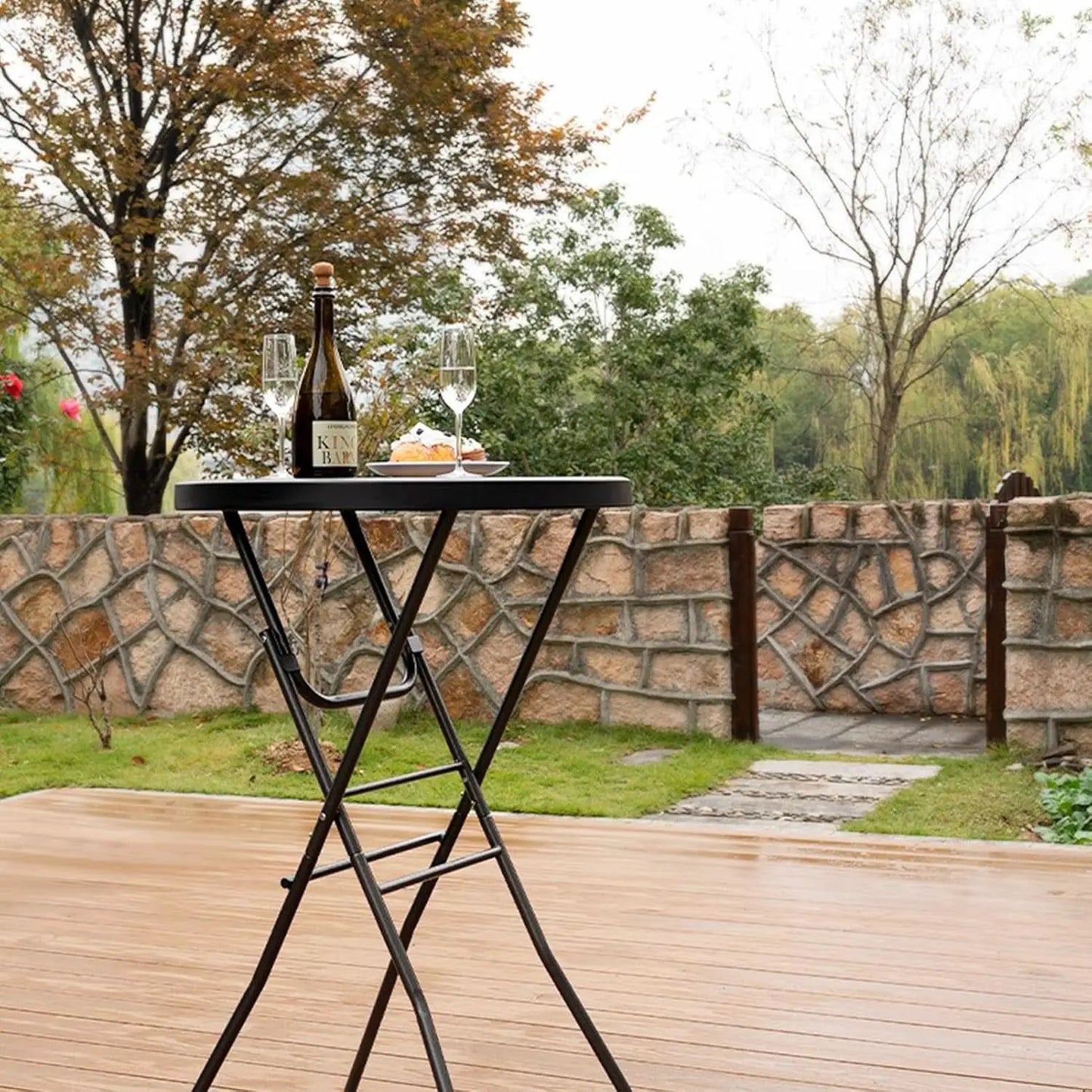 Black Twenty EightIn High Top Foldable Removable Locking Legs Cocktail Table from PriceLows™
