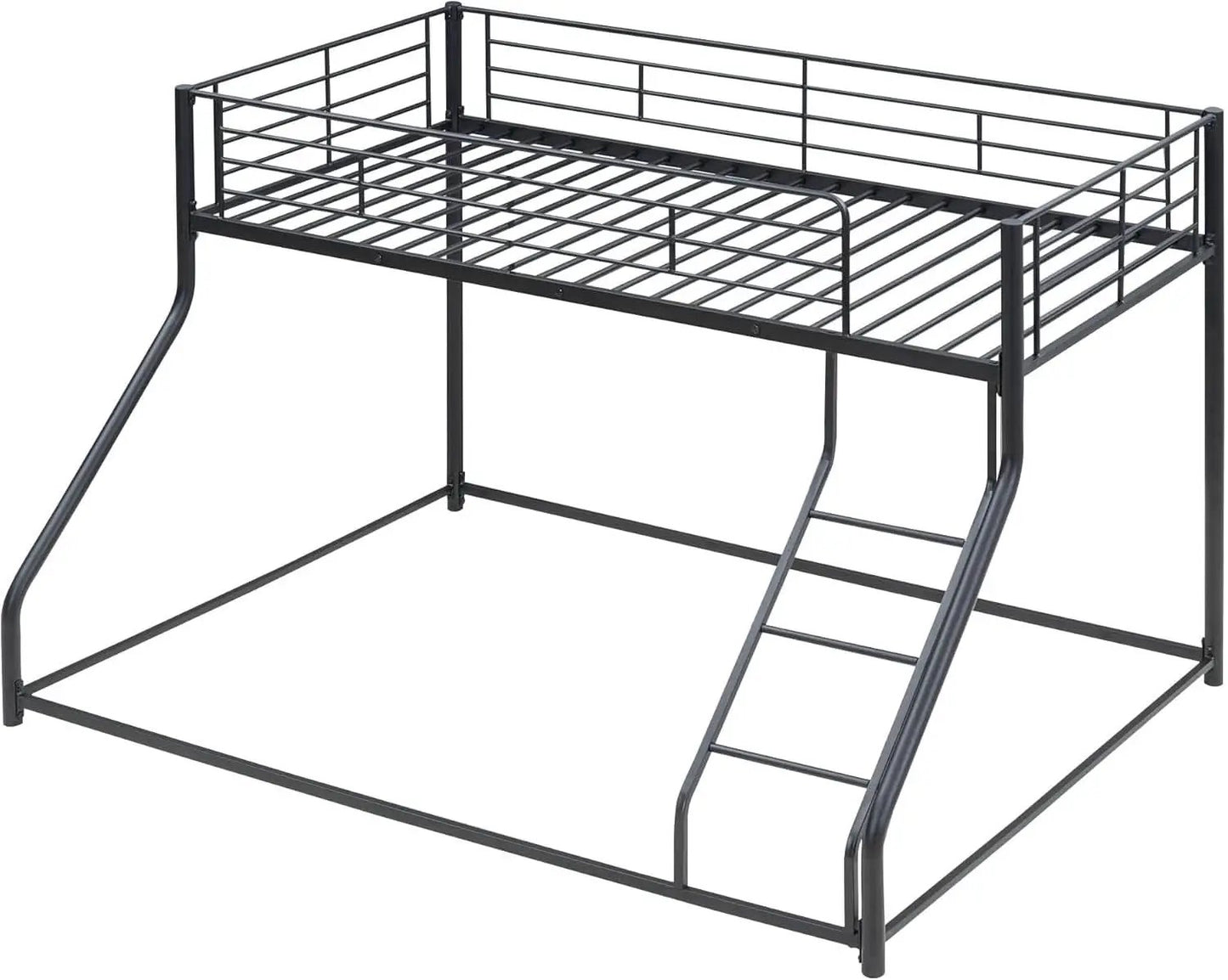 Heavy Duty Twin Over Queen Metal Bunk Bed In Black from PriceLows™