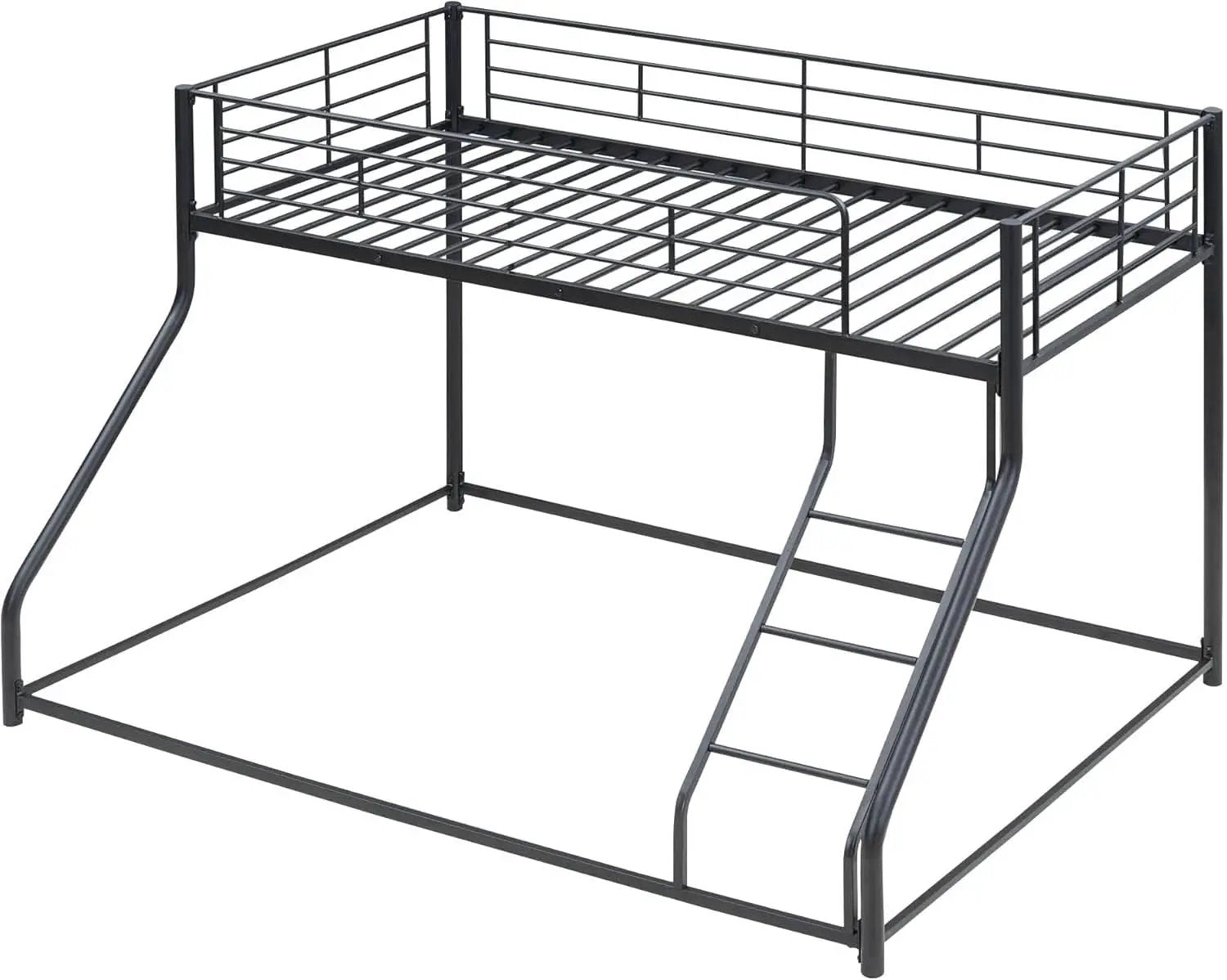 Heavy Duty Twin Over Queen Metal Bunk Bed In Black from PriceLows™
