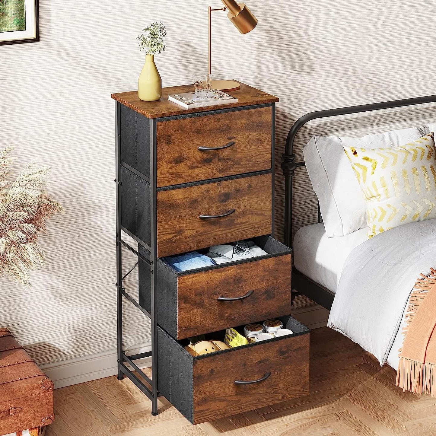 Four Drawer Dresser With Handles For Bedroom Storage from PriceLows™